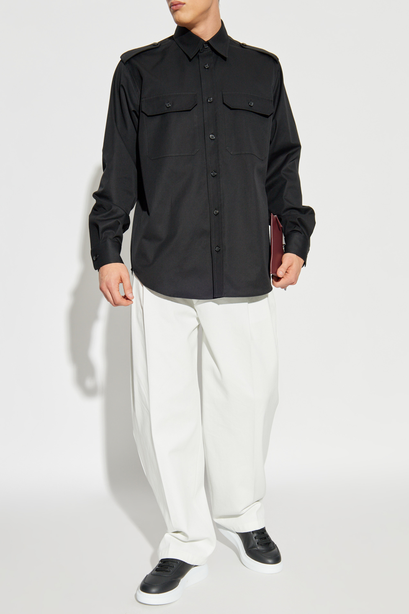 Black Shirt with epaulettes on the shoulders Alexander